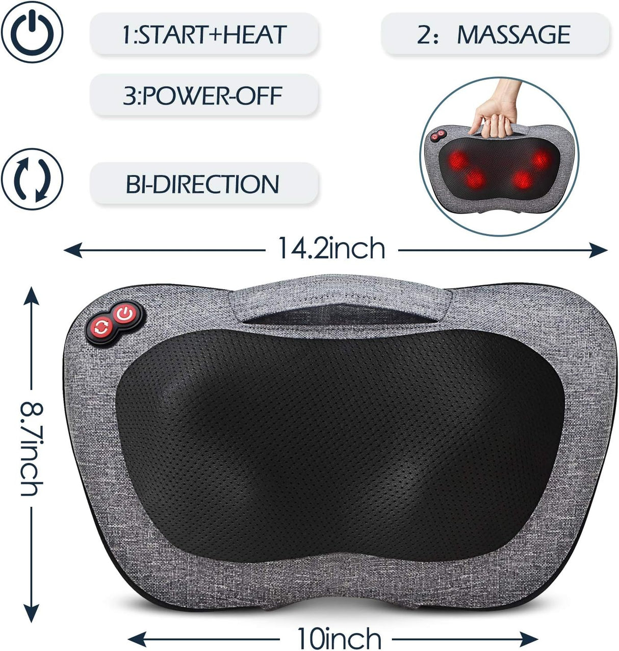 Masajeador VIKTOR JURGEN con Calor, Shiatsu, Modelo Universal