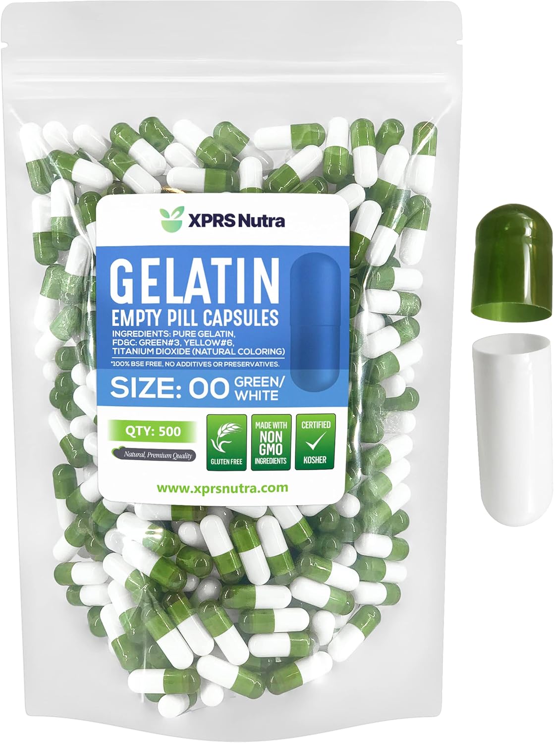 Cápsulas Vacías Gelatina 00 - XPRS Nutra - 500 Unidades