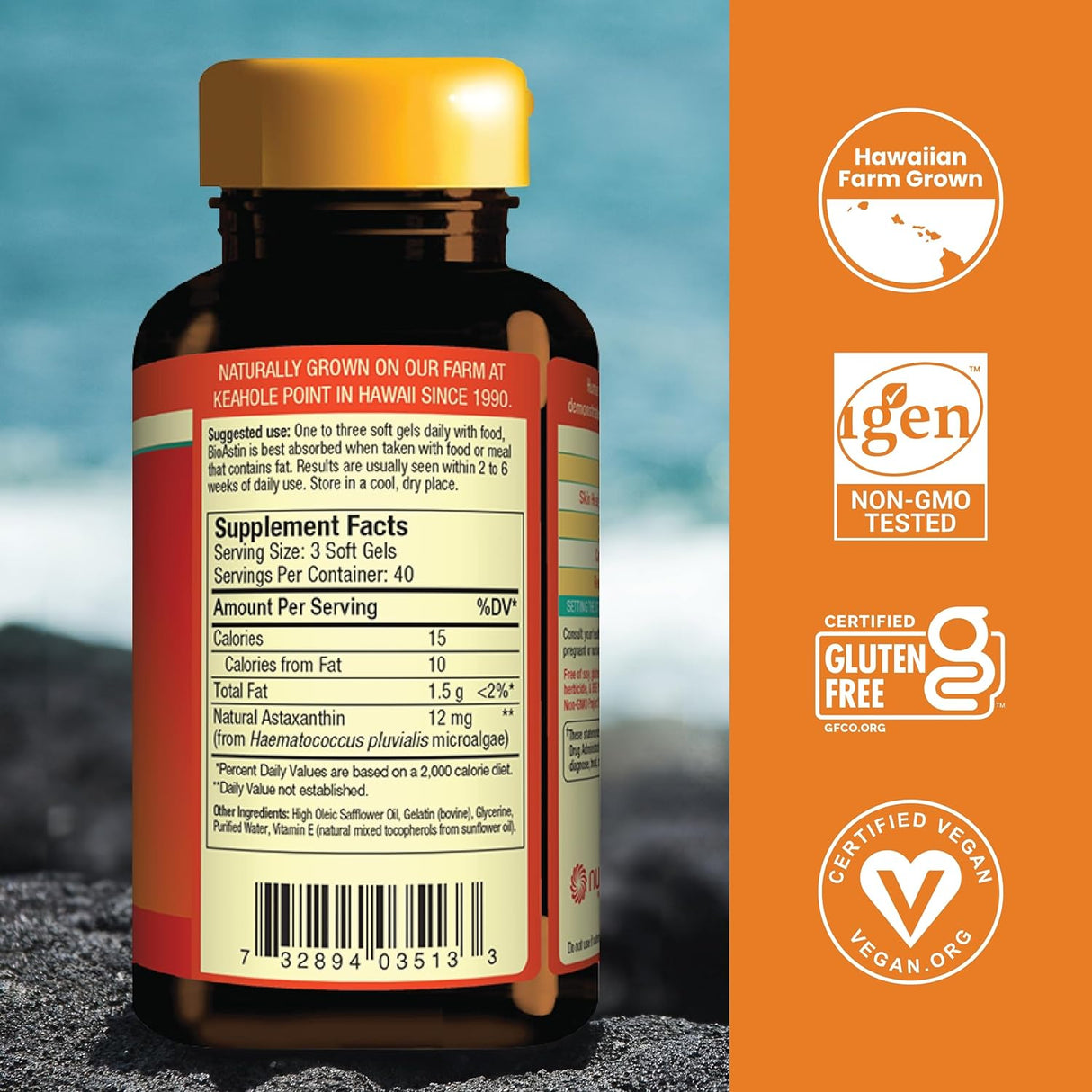 Suplemento BULKSUPPLEMENTS Astaxantina 12 mg 180 cápsulas