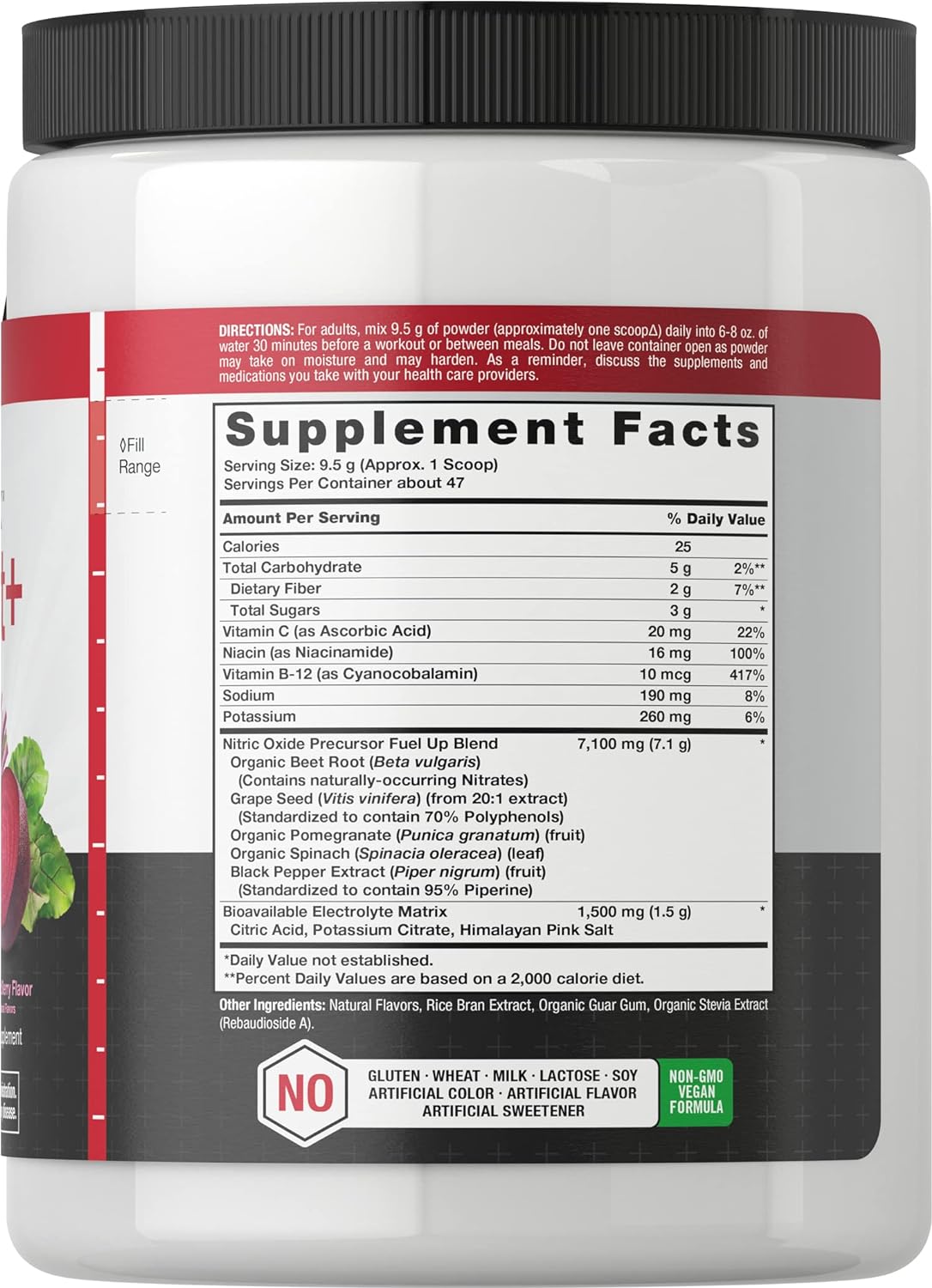 Horbäach Polvo de raíz de remolacha de óxido nítrico 16 oz