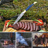 Cuchillo de bolsillo de Damasco hecho a mano  para acampar