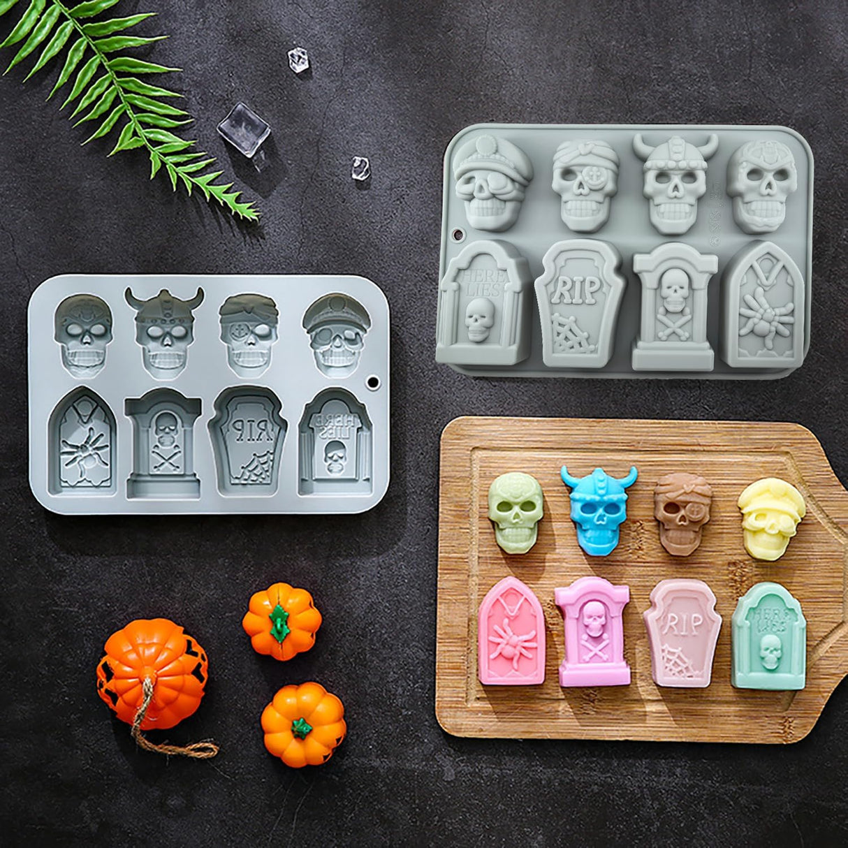 Moldes de Silicona Calavera, 16 Cavidades, 3D, Para Postres