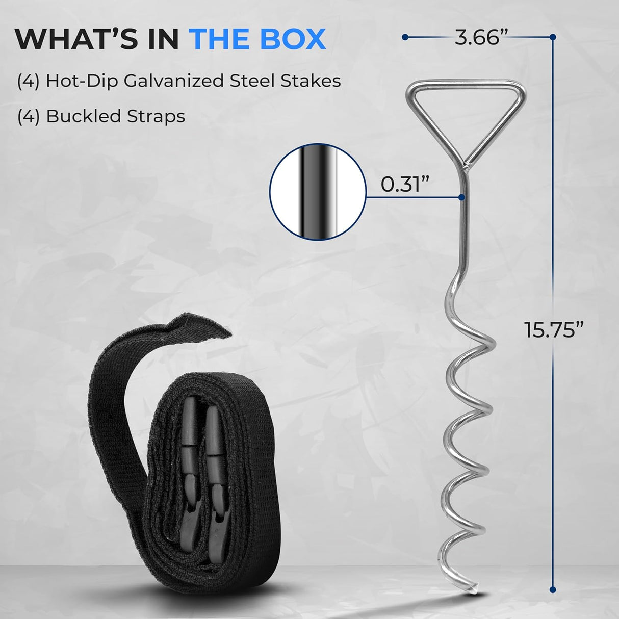 Kit de anclaje para cama elástica SereneLife, 4 estacas 15.75