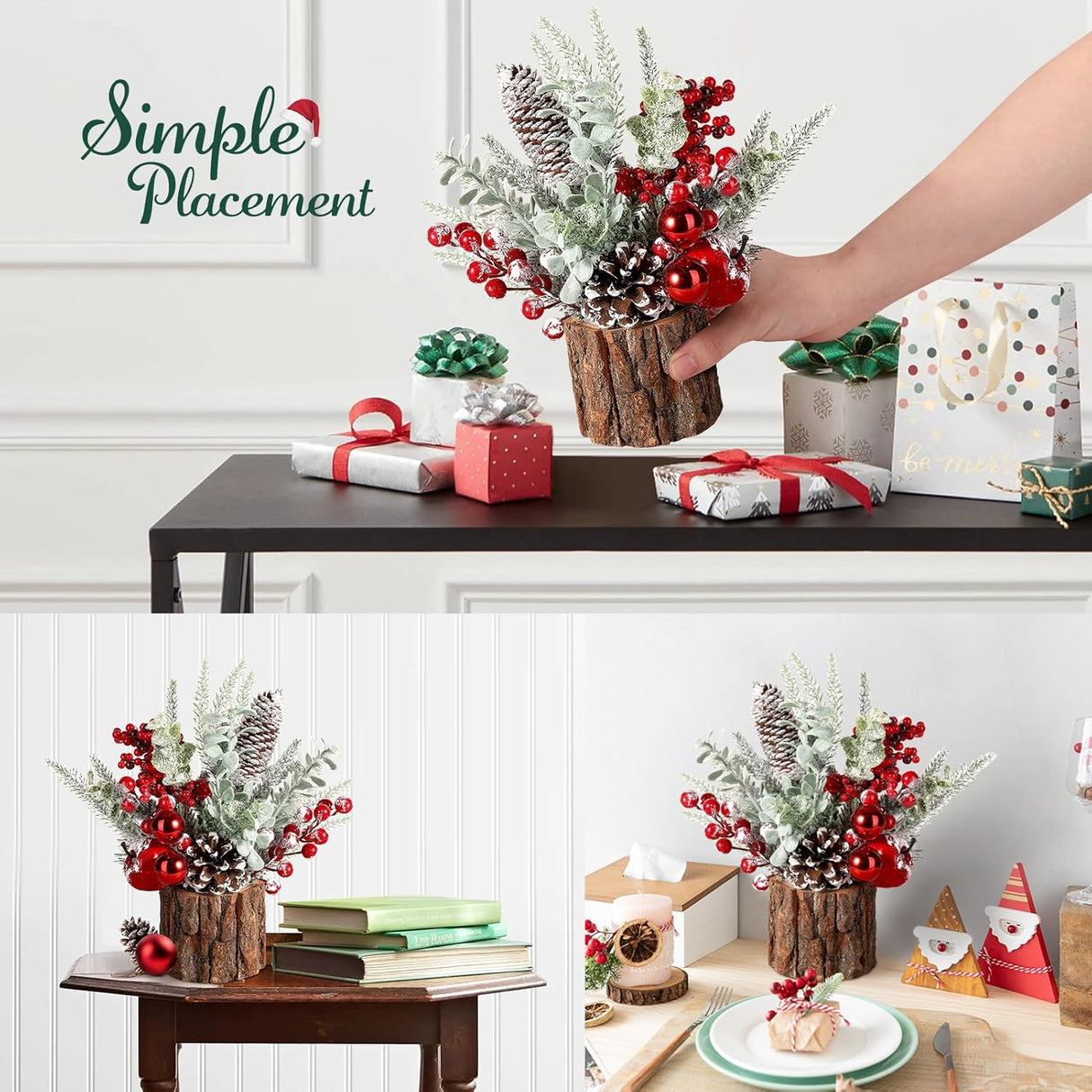Árbol de Navidad Pequeño Hatisan con Adornos y Piñas (2 Pck)