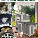 Refugio para Gatos Feral, Casa de Madera, 3 Habitaciones, Modelo 2.