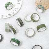 Whaline 12 rollos de cinta Washi de bosque de Navidad, acuarela, bosque, vegetación, plantas, árboles verdes, cinta adhesiva decorativa para Navidad, álbumes de recortes, diario, calendario, manualidades, envoltura de regalos