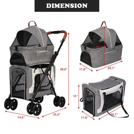 Carrito de mascotas 3 en 1, marca XYZ, portátil y plegable