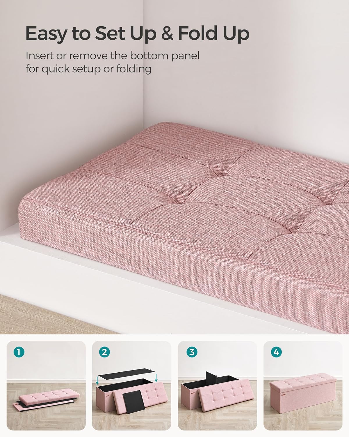 Banco de almacenamiento plegable, reposapiés, modelo ULSF077R11