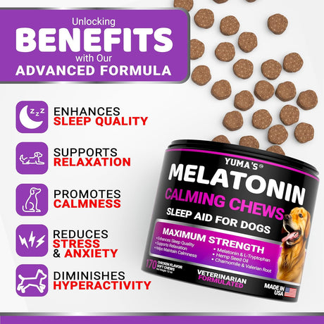Melatonina para Perros - 170 Chews - Alivio Estrés y Ansiedad
