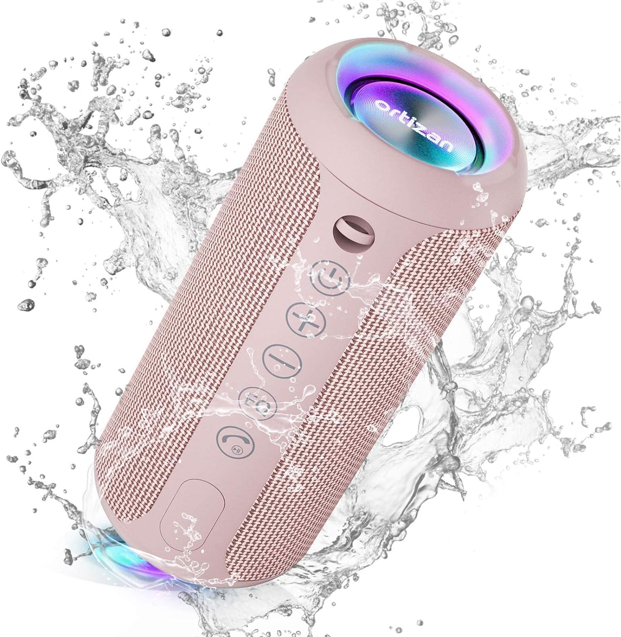 Parlante Bluetooth 5.3 inalámbrico IPX7, sonido estéreo 24 W, RGB