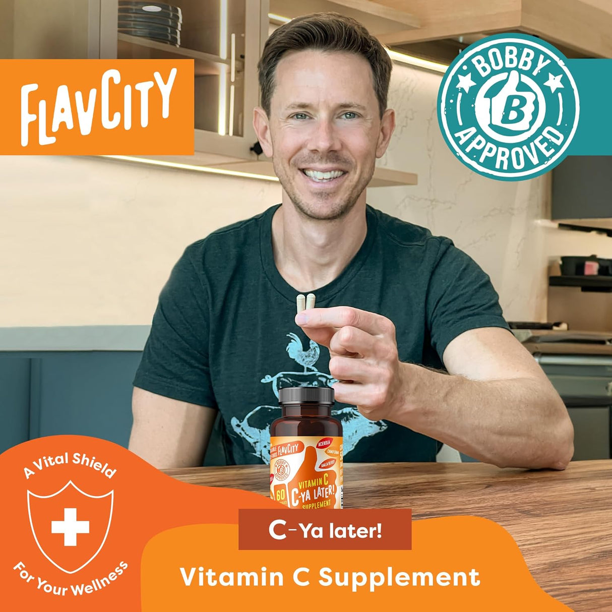 Suplemento de Vitamina C FlavCity, Inmunidad, 60 cápsulas