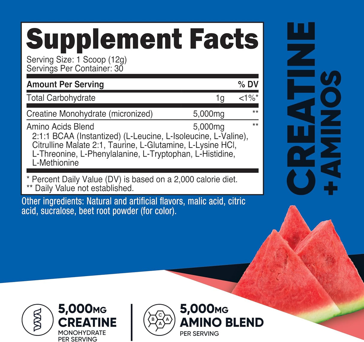Nutricost Creatina + Amino 30 porciones, 5000mg cada uno