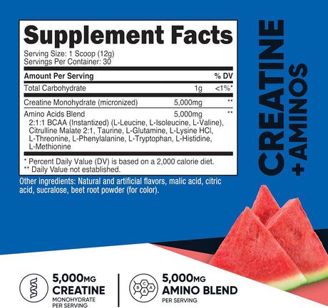 Nutricost Creatina + Amino 30 porciones, 5000mg cada uno
