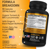 Suplemento de Cúrcuma Jengibre BioPerine para Articulaciones