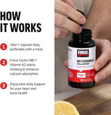 Force Factor MK-7 Vitamina K2 100mcg, Salud Ósea y Corazón, 60 Cápsulas