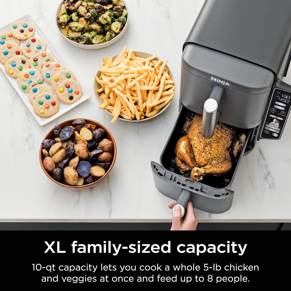 Freidora de Aire Doble Cesta XL 6 en 1 Tecnología DoubleStack