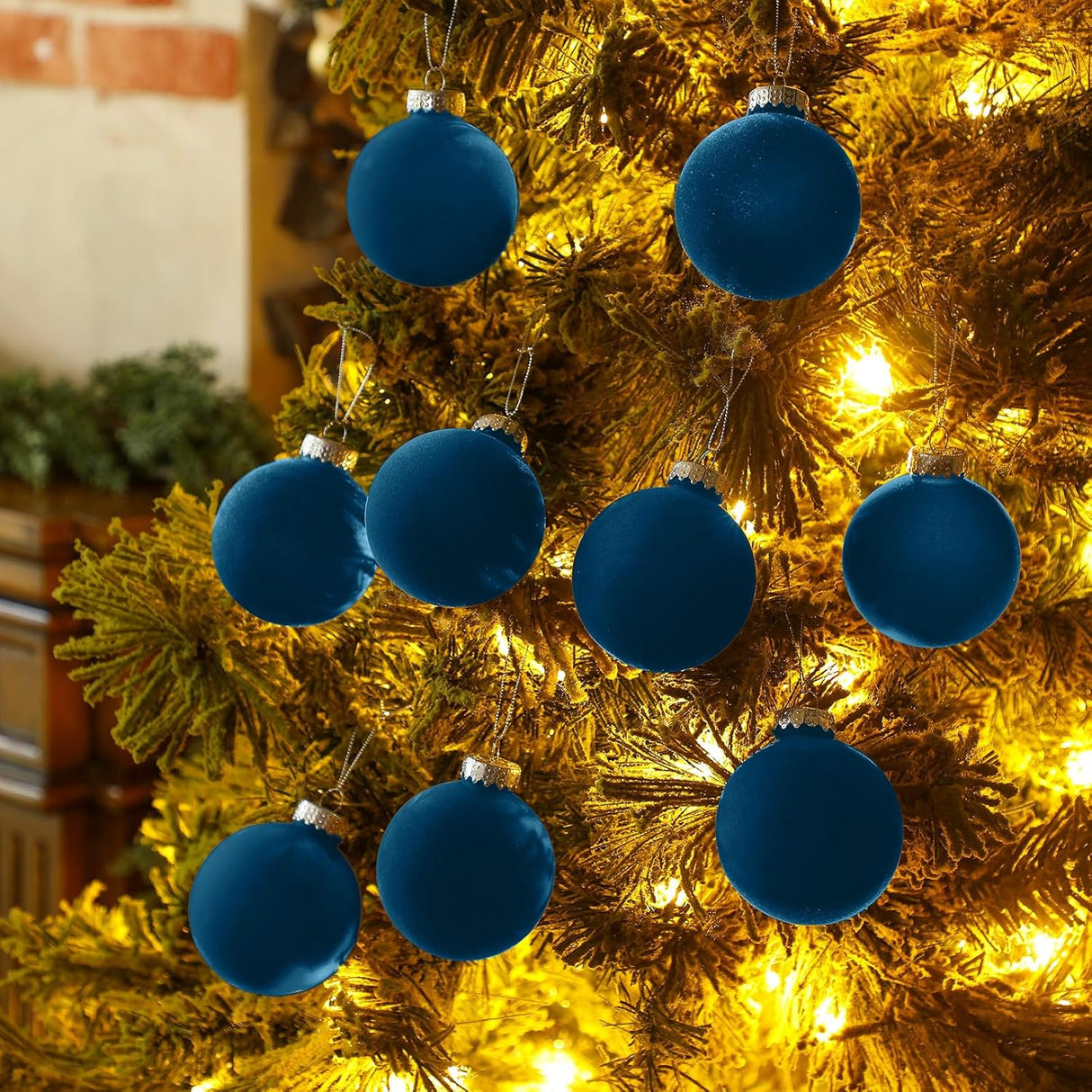 Adorno Decorativo de Bolas de Navidad Flocked 15 Pcs Liliful