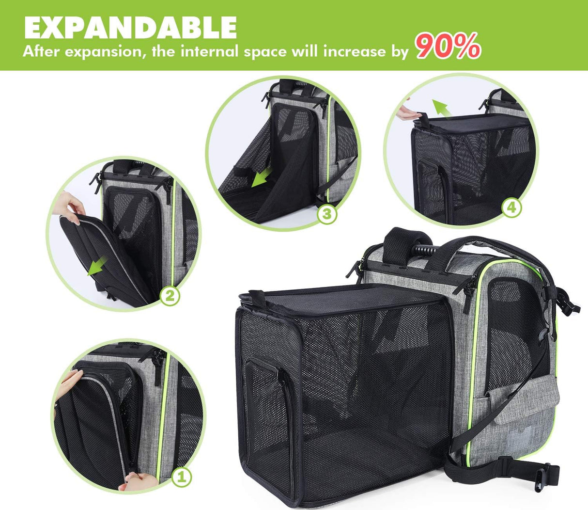 Mochila de transporte para gatos con malla transpirable