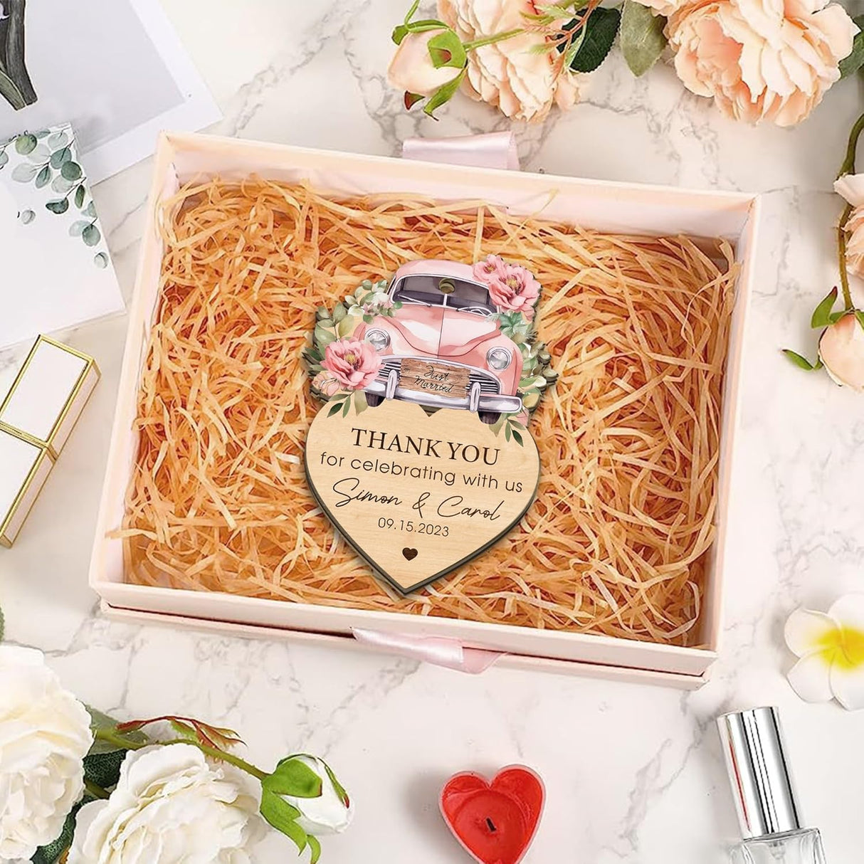 Adornos de Boda Personalizados en Madera para Agradecimiento