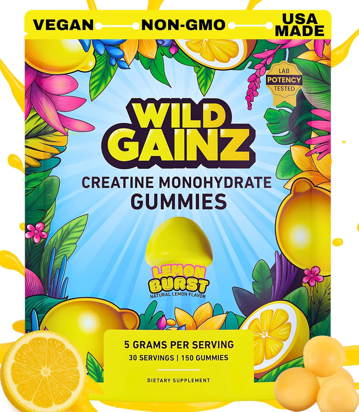 Gomitas de Creatina Monohidrato 5000mg, Vegan, USA, 150 unidades