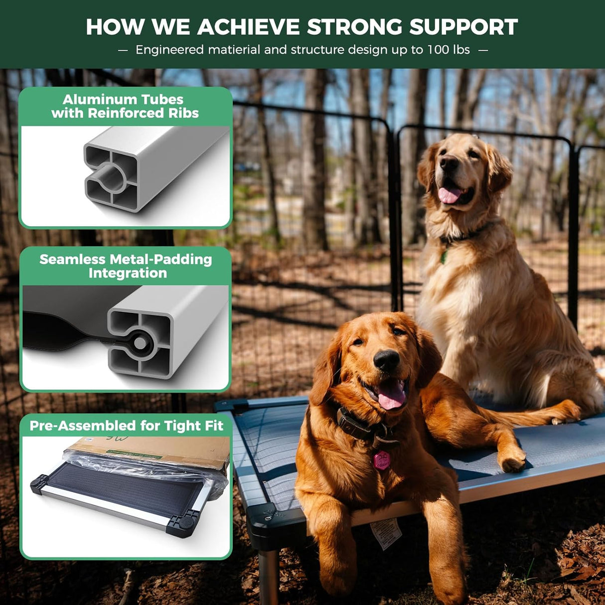 Cama para perros FXW Titanest, resistente, 50 pulgadas, lavable