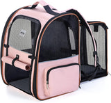 Mochila grande para gatos expandible y plegable rosada