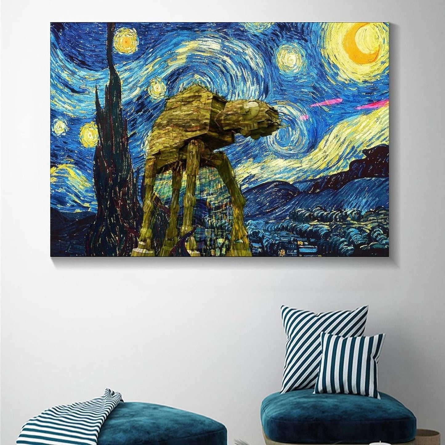 Póster artístico Starry Night at-at en lienzo, decoración moderna