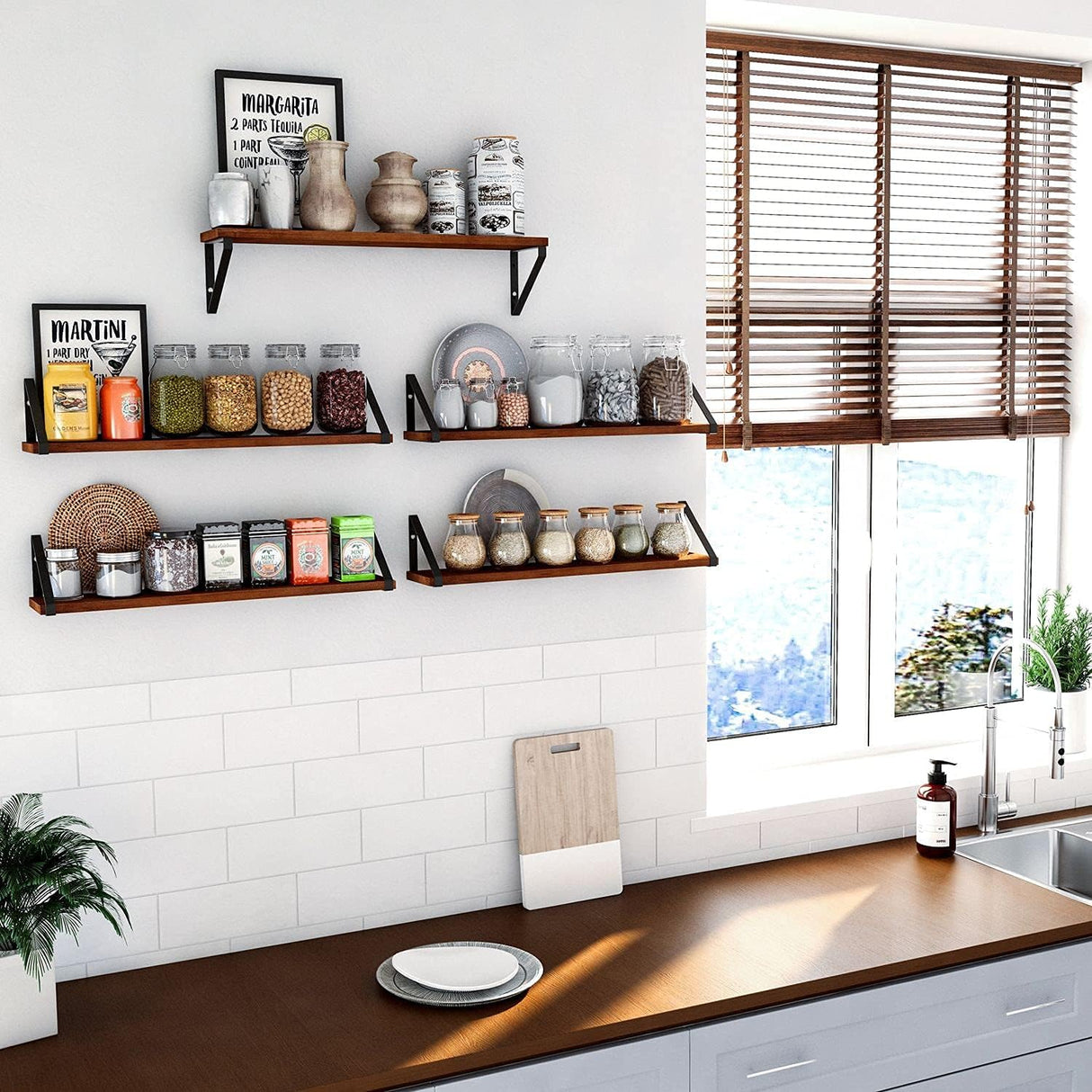 Estanterías Flotantes Wallniture Ponza, 24 Set de 5 Estantes