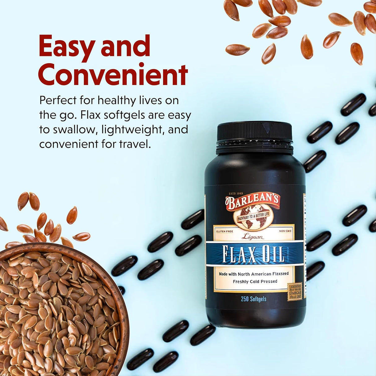 Suplemento de Aceite de Linaza Barlean's, 1550 mg ALA, 250 ct