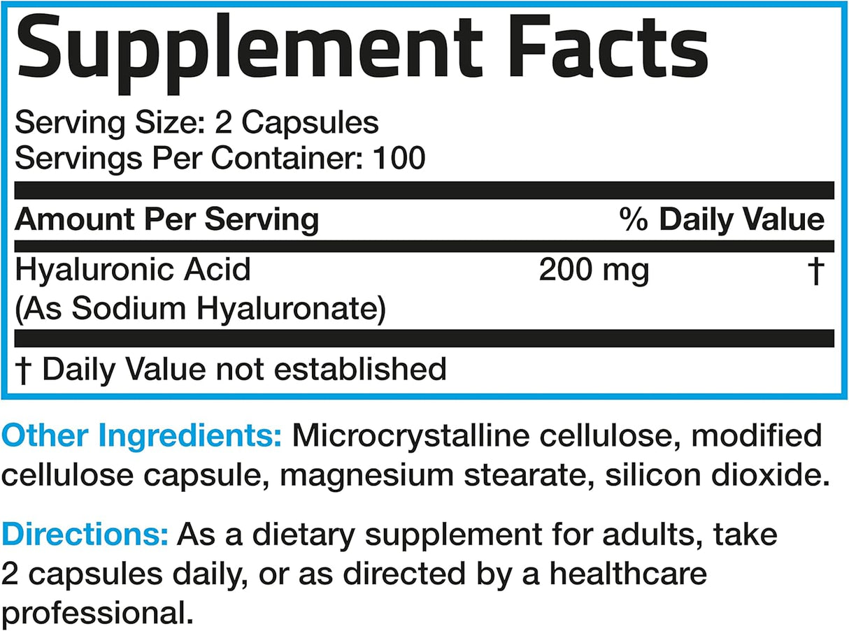 Bronson Ácido hialurónico 200 mg de alta potencia