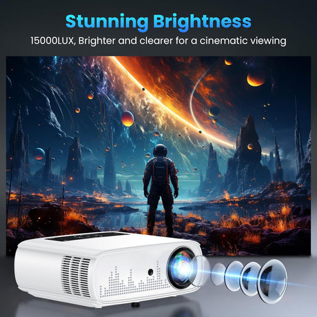Proyector GROVIEW 15000lux 1080P WiFi Bluetooth, 490ANSI