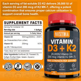 Vitamina D3 20,000 IU + K2 200mcg - Salud Ósea y Muscular