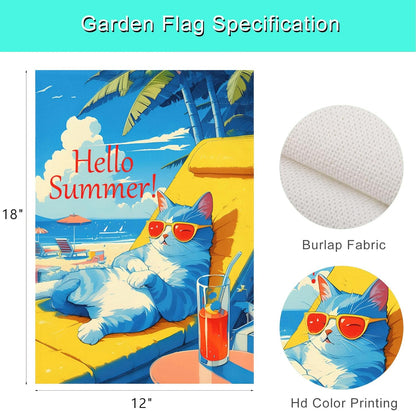 Bandera de jardín de verano con helado, doble cara (G04)