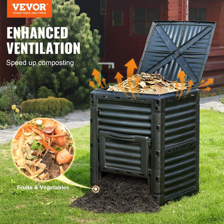 Compostera VEVOR 80 Gal, BPA Libre, Puerta Inferior, Ligera