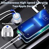 Cargador de coche Rombica 4.8A USB con cables para iPhone 14/13