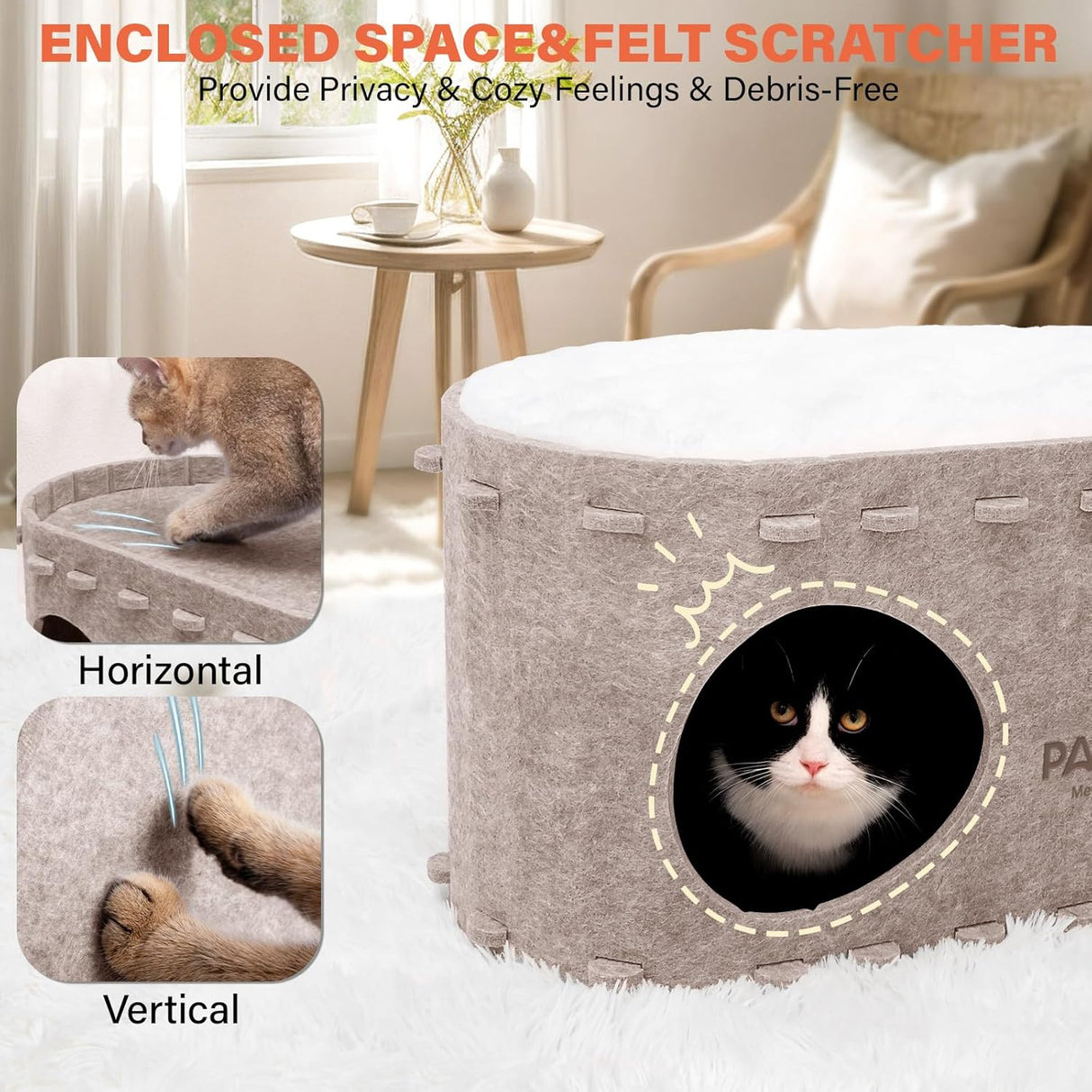 Cueva para gatos de felpa con almohadas lavables - Modelo: 22 lbs