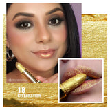 Barra de labios dorada con brillo, fórmula hidratante, Celebration