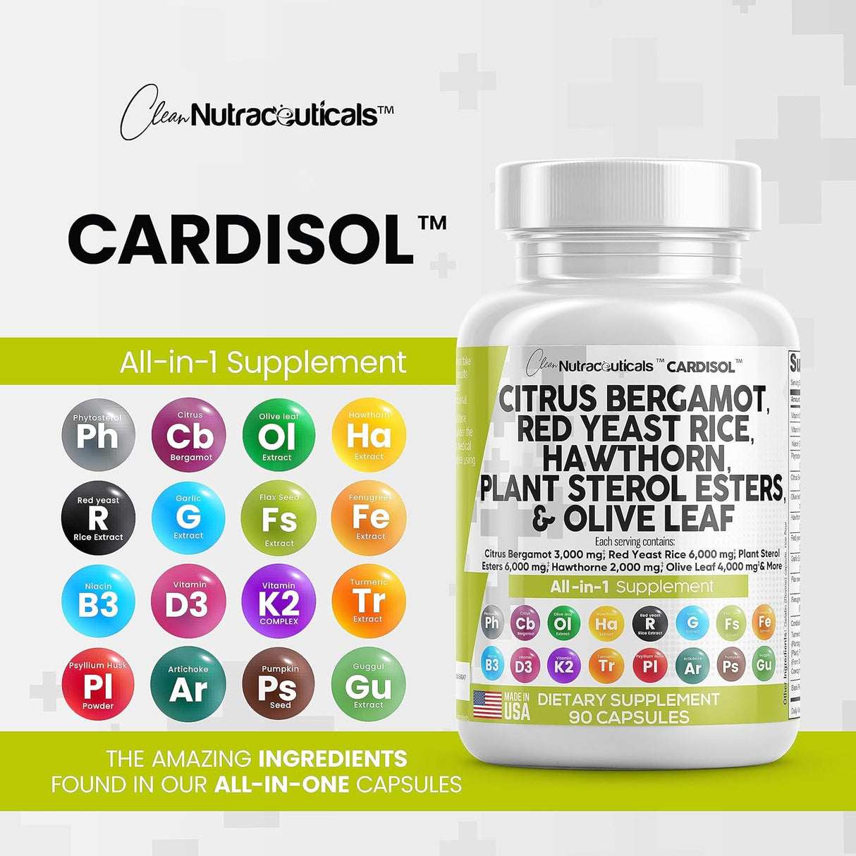Suplemento Citrus Bergamota 3000mg Arroz de levadura roja