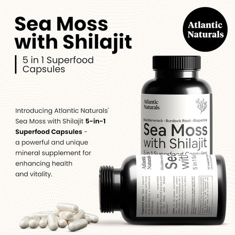 Atlántic Naturals Cápsulas de Sea Moss con Shilajit 5 en 1 60 c