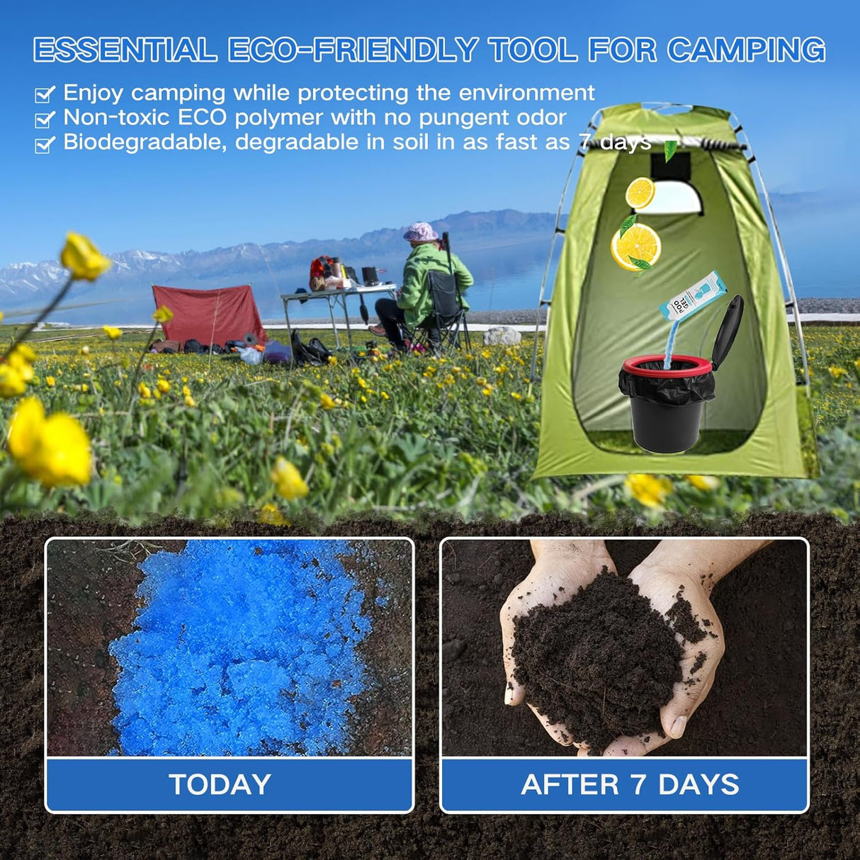 Gel Absorbente para Inodoro Portátil, Polvo para Camping Outdoor