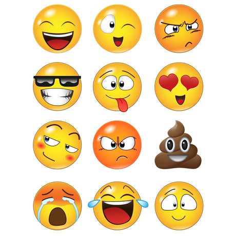 Adhesivo gráfico de pared con 12 caras grandes de Emoji