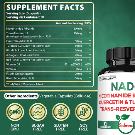 Suplemento NAD+ con Nicotinamida Ribósido 900mg - 60 cápsulas