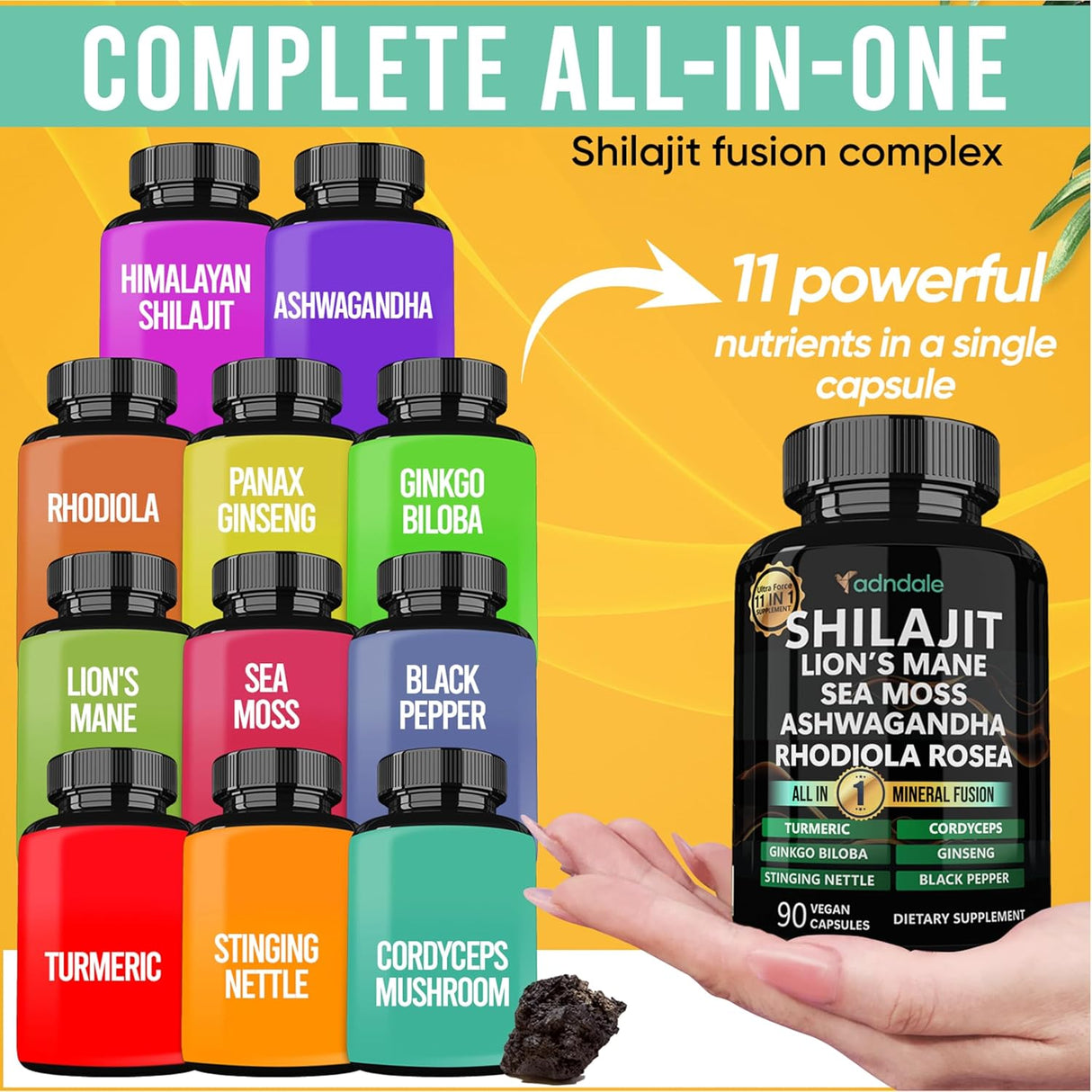 Shilajit Ultra Force 11 en 1 Cápsulas Orgánicas Himalayas