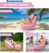 Sofá Inflable con Descansabrazos y Puff, Ideal para Camping