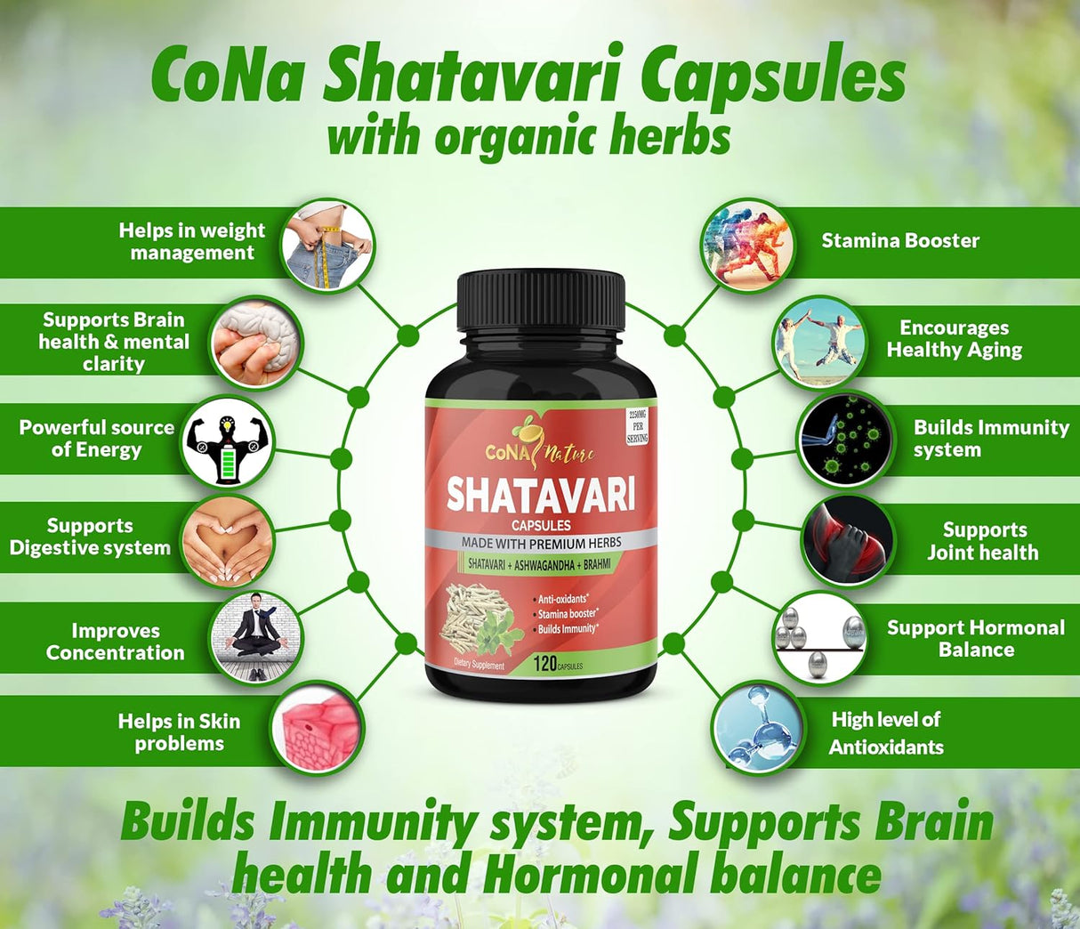 Cápsulas Orgánicas de Shatavari y Ashwagandha - 120 Unidades