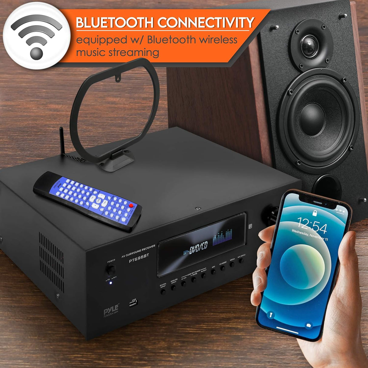 Amplificador estéreo de sonido PYLE-HOME PT696BT
