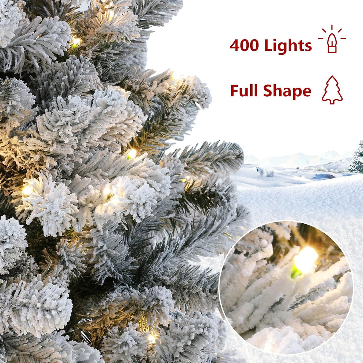 Árbol de Navidad Nevado de 7.5 ft con Luces y Funciones