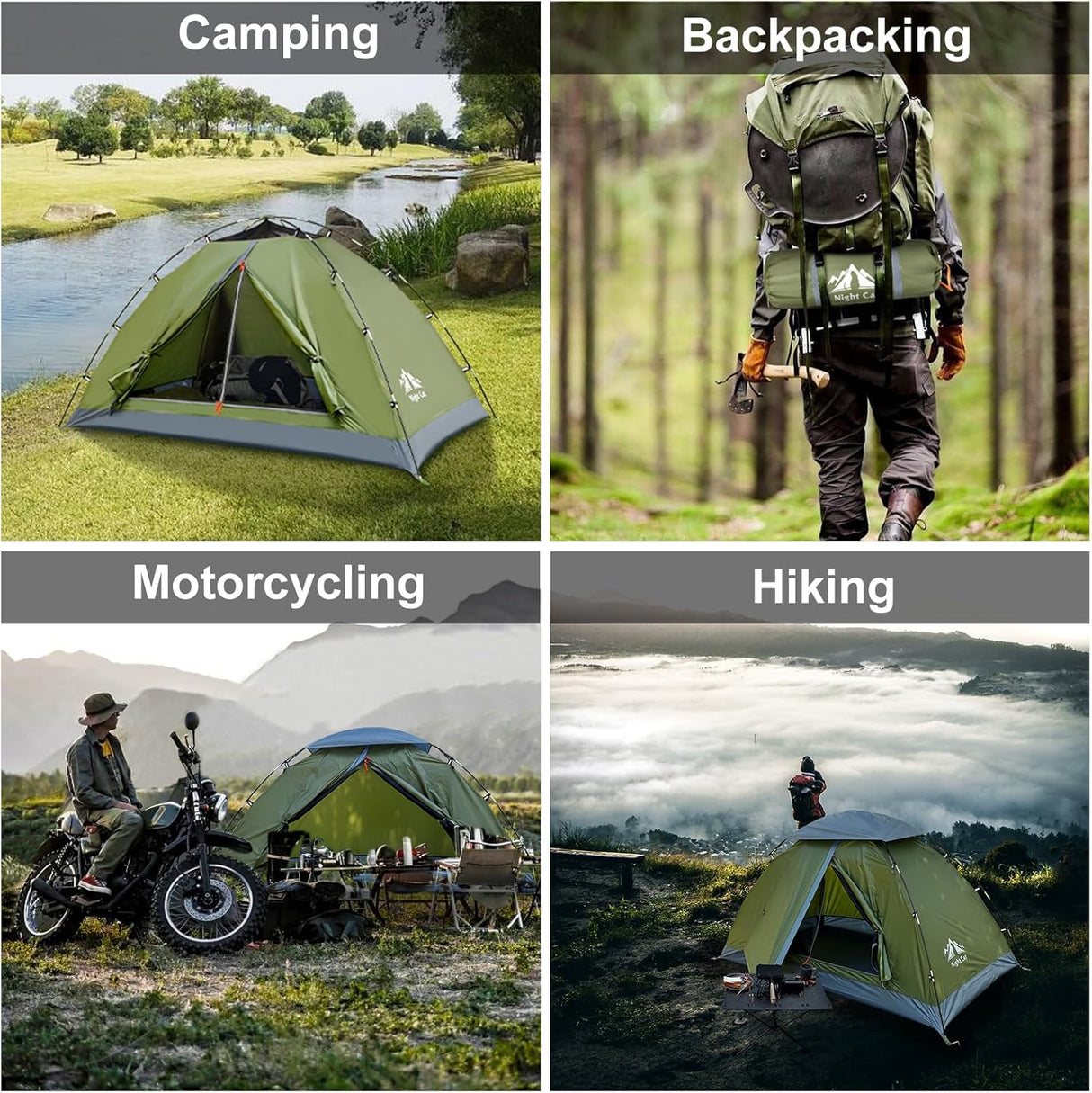 Tienda Nocturna: Tienda de Camping 1-2 Personas, Resistente al Agua