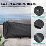 BROSYDA Fundas para muebles de patio, resistente al agua, 600D, para muebles de exterior, juego de fundas para sofá seccional, fundas para mesa y silla, 128 pulgadas de largo x 83 pulgadas de ancho x 28 pulgadas de alto