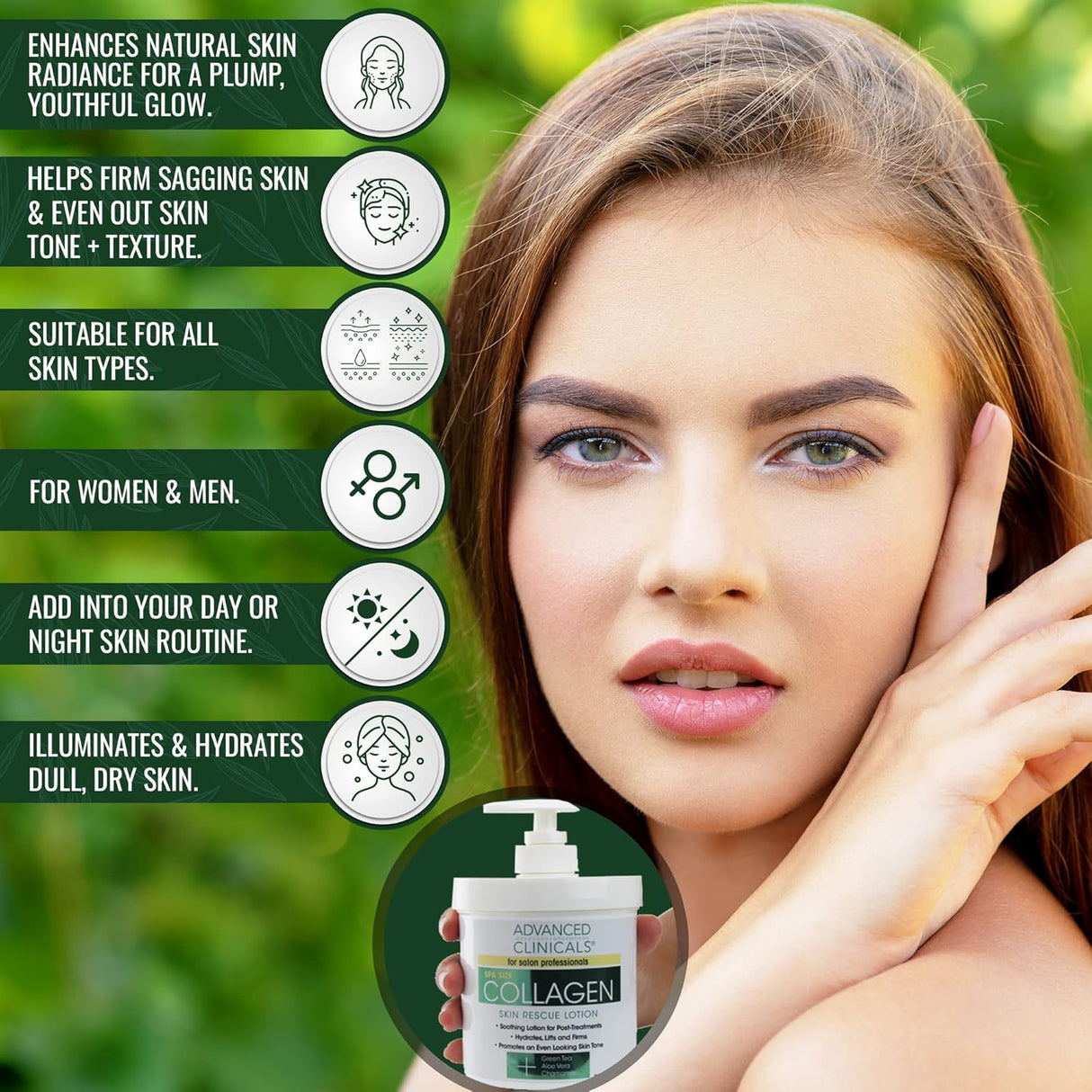 Loción facial de colágeno y ácido hialurónico crema corporal